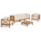 Ensemble de conversation d'extérieur Brava 6 pièces en bois d'acacia par Christopher Knight Home