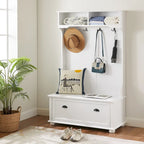4-in-1 Hall Tree with Shoe Bench, Coat Rack & Storage Shelves - 64.17"H Entryway Organizer, 250 lbs Capacity, MDF & Solid Wood Construction