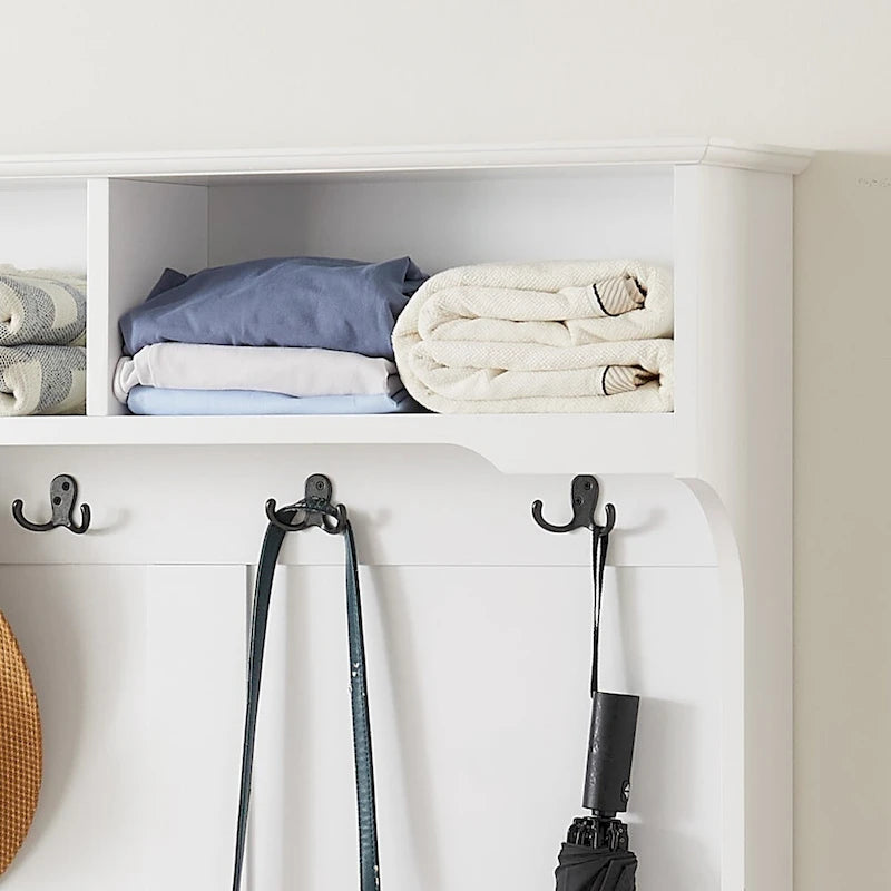 4-in-1 Hall Tree with Shoe Bench, Coat Rack & Storage Shelves - 64.17"H Entryway Organizer, 250 lbs Capacity, MDF & Solid Wood Construction