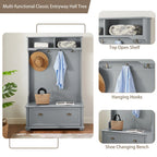 4-in-1 Hall Tree with Shoe Bench, Coat Rack & Storage Shelves - 64.17"H Entryway Organizer, 250 lbs Capacity, MDF & Solid Wood Construction