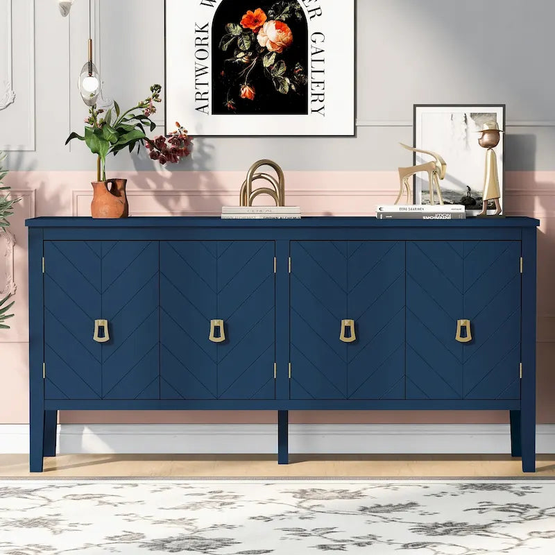 Four-Door Sideboard with Geometric Line Patterns