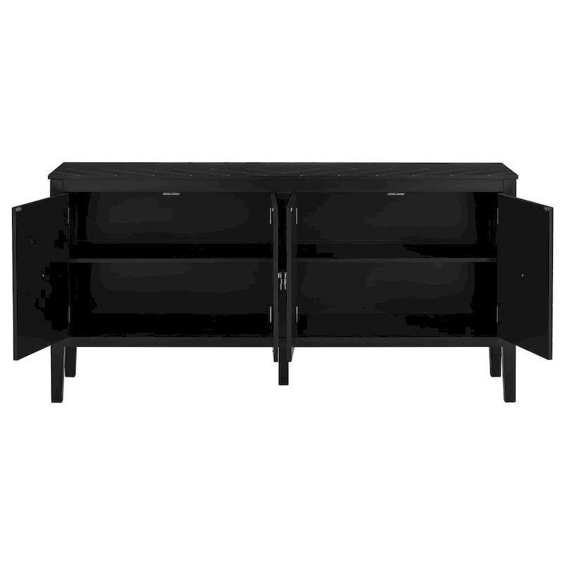 Four-Door Sideboard with Geometric Line Patterns