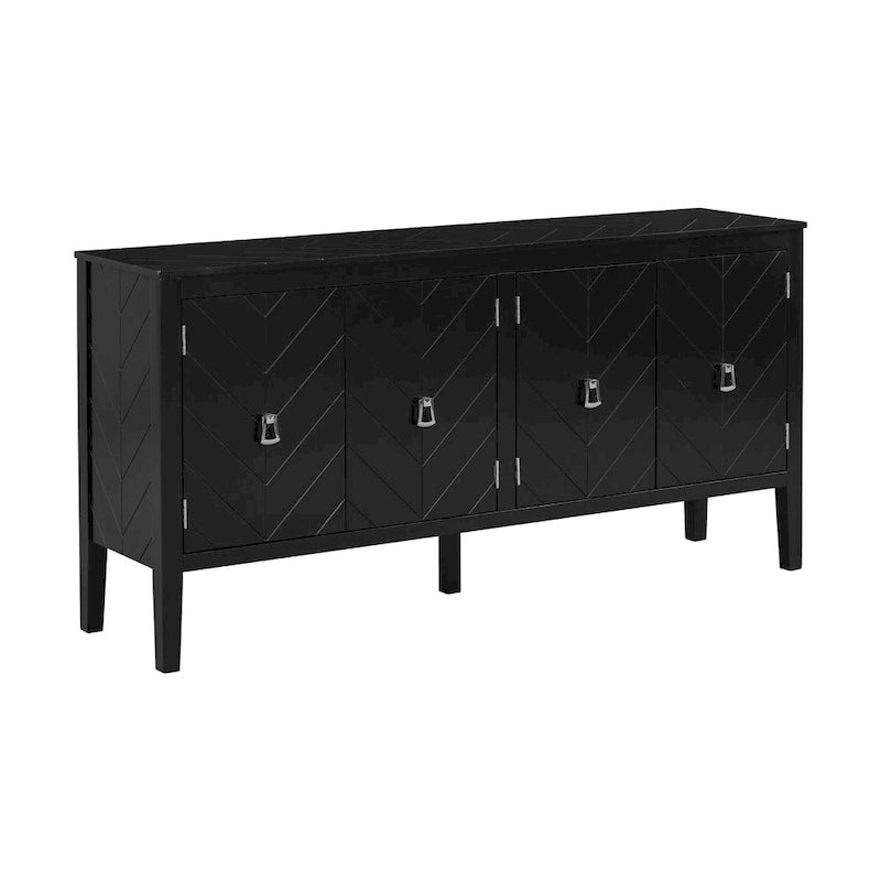 Four-Door Sideboard with Geometric Line Patterns