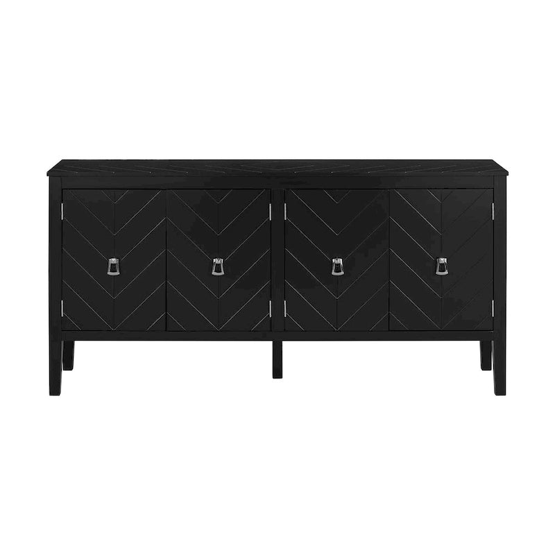 Four-Door Sideboard with Geometric Line Patterns