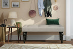 42" Upholstered Bench with Roman Column Legs - Linen Tufted Entryway Bench for Bedroom Living Room Dining Room