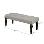 42" Upholstered Bench with Roman Column Legs - Linen Tufted Entryway Bench for Bedroom Living Room Dining Room