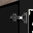 Wooden Storage Cabinet with Hollow Carved Doors - 4 Door Sideboard Console Table with Adjustable Shelves - Antique Pine Finish MDF