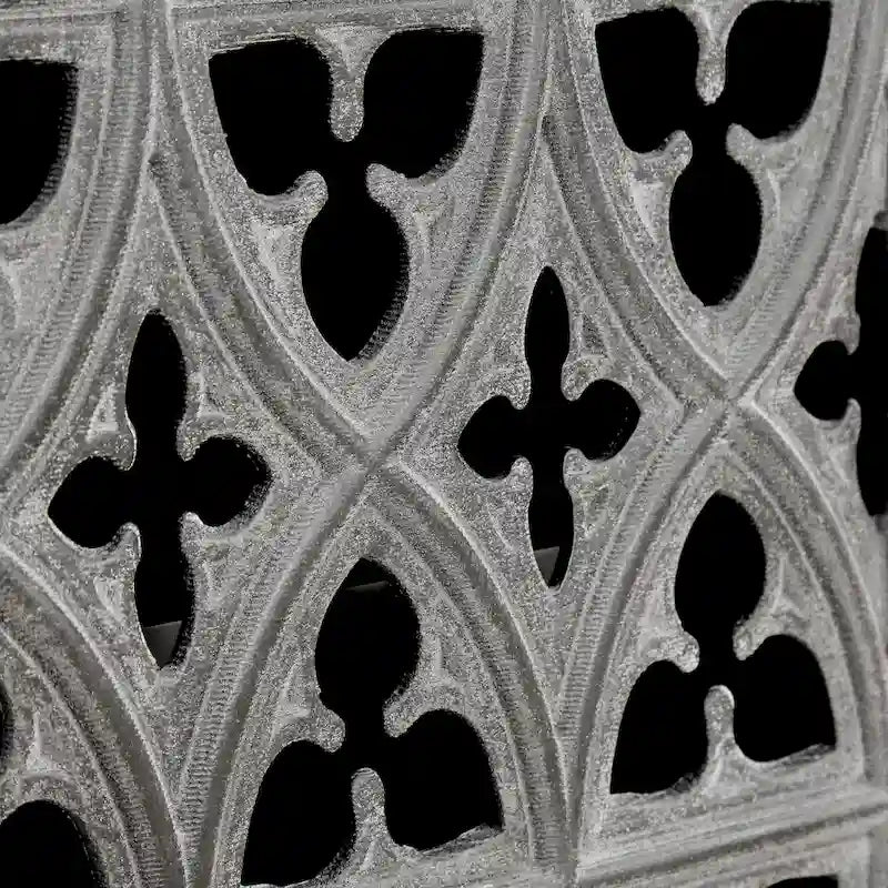 Wooden Storage Cabinet with Hollow Carved Doors - 4 Door Sideboard Console Table with Adjustable Shelves - Antique Pine Finish MDF