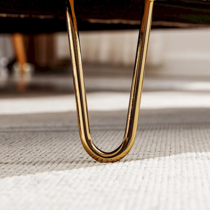 39.37" Oval Storage Ottoman Bench with Gold Legs - Modern Flip-Top Seating, 250 lbs Capacity, Gray/Off-White