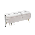39.37" Oval Storage Ottoman Bench with Gold Legs - Modern Flip-Top Seating, 250 lbs Capacity, Gray/Off-White