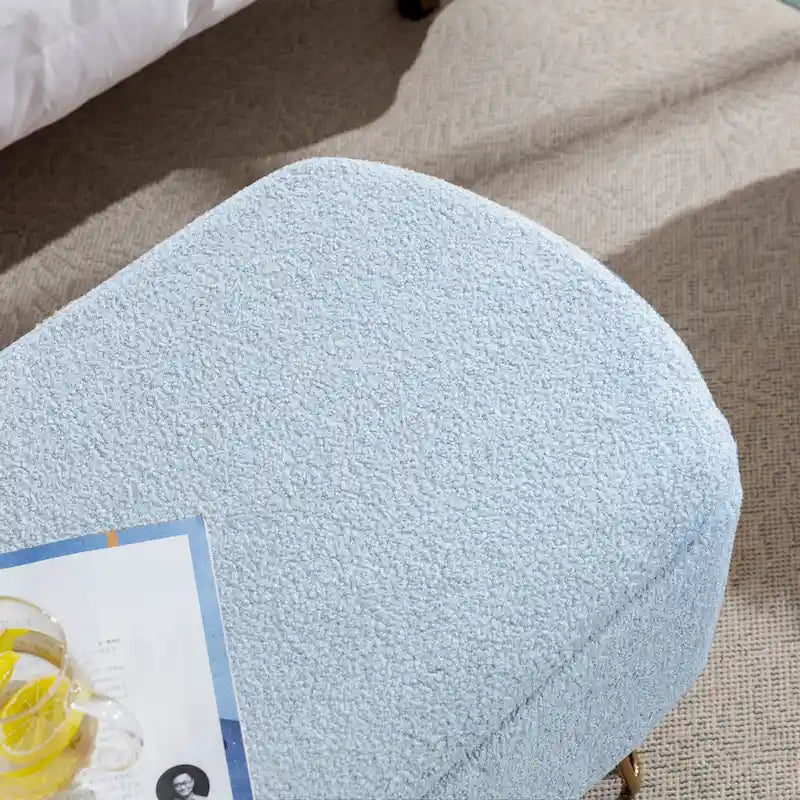 39.37" Oval Storage Ottoman Bench with Gold Legs - Modern Flip-Top Seating, 250 lbs Capacity, Gray/Off-White