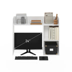 Desktop Bookshelf Storage Hutch Organizer with 5 Shelves - White Space-Saving Desk Shelf for Home Office