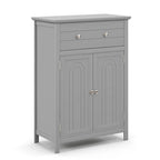 Wooden Bathroom Floor Cabinet with Drawer & Doors - 2-Door Storage Organizer, Adjustable Shelf, Black/Grey, 23.5"x12"x31.5"