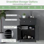 Wooden Bathroom Floor Cabinet with Drawer & Doors - 2-Door Storage Organizer, Adjustable Shelf, Black/Grey, 23.5"x12"x31.5"