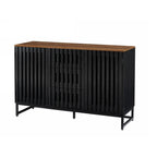 Black Storage Cabinet 3 Drawers 4 Shelves MDF Grille Door Dresser 47.3"x15.8"x30.5" Modern Buffet Sideboard for Living Room Bedroom