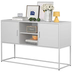 Modern Metal Buffet Cabinet 47.2" with 6 Storage Compartments, Anti-Tipping Safety Design for Living Room Dining Room