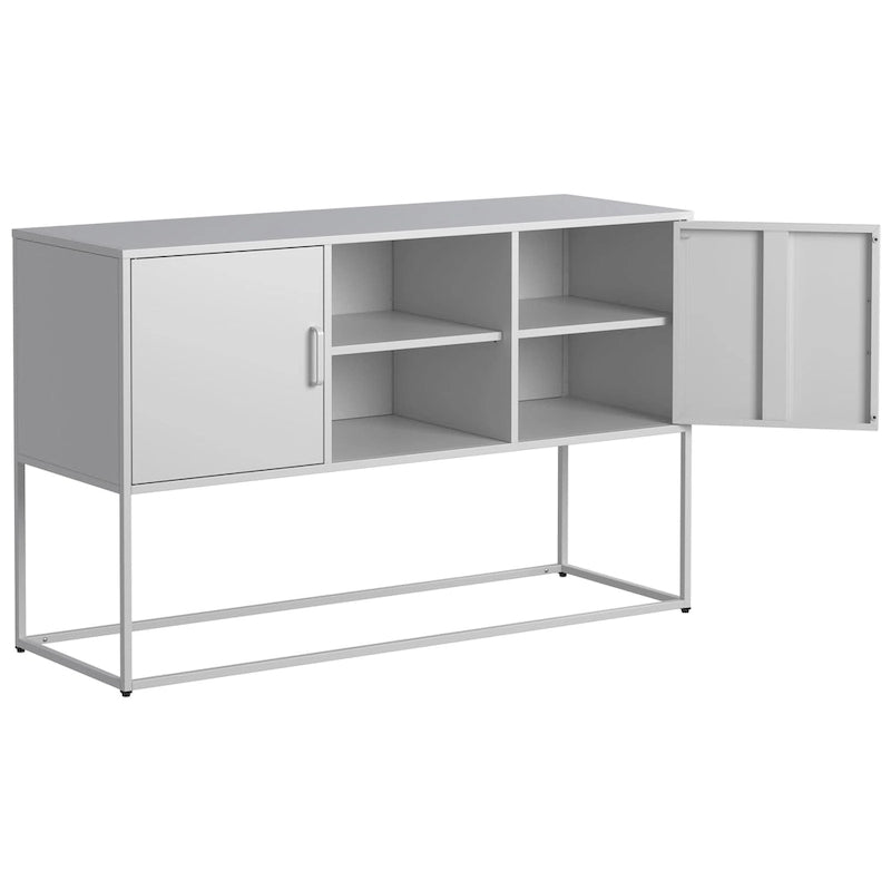 Modern Metal Buffet Cabinet 47.2" with 6 Storage Compartments, Anti-Tipping Safety Design for Living Room Dining Room