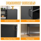 Modern Metal Buffet Cabinet 47.2" with 6 Storage Compartments, Anti-Tipping Safety Design for Living Room Dining Room