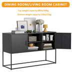 Modern Metal Buffet Cabinet 47.2" with 6 Storage Compartments, Anti-Tipping Safety Design for Living Room Dining Room