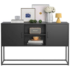 Modern Metal Buffet Cabinet 47.2" with 6 Storage Compartments, Anti-Tipping Safety Design for Living Room Dining Room