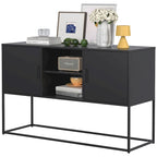 Modern Metal Buffet Cabinet 47.2" with 6 Storage Compartments, Anti-Tipping Safety Design for Living Room Dining Room