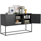 Modern Metal Buffet Cabinet 47.2" with 6 Storage Compartments, Anti-Tipping Safety Design for Living Room Dining Room