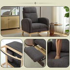 Fauteuil à bascule moderne à dossier haut rembourré de 29,5 po avec pieds en bois massif et repose-pieds réglable