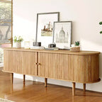 Meuble TV AMERLIFE 70 avec pieds en bois massif, console TV de style moderne du milieu du siècle avec porte à tambour