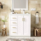 Meuble-lavabo simple de 30 po avec armoire et 3 tiroirs – Noir / Bleu / Vert / Indigo / Blanc