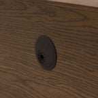 Meuble TV minimaliste avec tiroirs, console multimédia en bois massif avec placards, porte abattante, placage noyer, entièrement assemblé