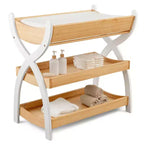 Table à langer Comfy Cubs - Construction robuste en bois, design intemporel avec deux étagères ouvertes pour les indispensables de bébé