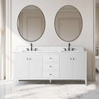 Meuble-lavabo de salle de bain Vanity Art 72 po à double vasque avec dessus en marbre reconstitué