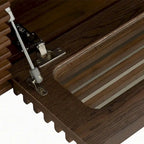 Meuble TV minimaliste avec tiroirs, console multimédia en bois massif avec placards, porte abattante, placage noyer, entièrement assemblé