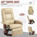 Fauteuil inclinable HomCom en similicuir avec base pivotante manuelle réglable et repose-pieds confortable et relaxant