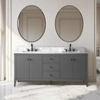 Meuble-lavabo de salle de bain Vanity Art 72 po à double vasque avec dessus en marbre reconstitué
