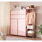 Commode de rangement avec 16 tiroirs, tringle à vêtements et étagères, organisateur de rangement en tissu pour chambre à coucher, placard ou entrée