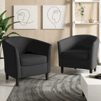 Lot de 2 fauteuils club modernes en lin style tonneau