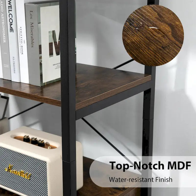 4-Tier Industrial Bookshelf with File Cabinet Drawers, 62.7"H Storage Organizer for Home Office