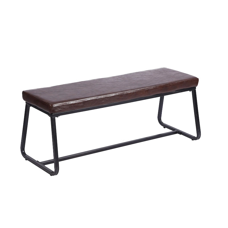 Banc d'entrée 48" avec coussin en cuir PU - Résistant à l'eau, pieds en fer, capacité de 120 kg, design moderne