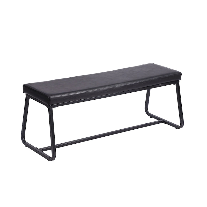 Banc d'entrée 48" avec coussin en cuir PU - Résistant à l'eau, pieds en fer, capacité de 120 kg, design moderne