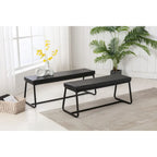 Banc d'entrée 48" avec coussin en cuir PU - Résistant à l'eau, pieds en fer, capacité de 120 kg, design moderne
