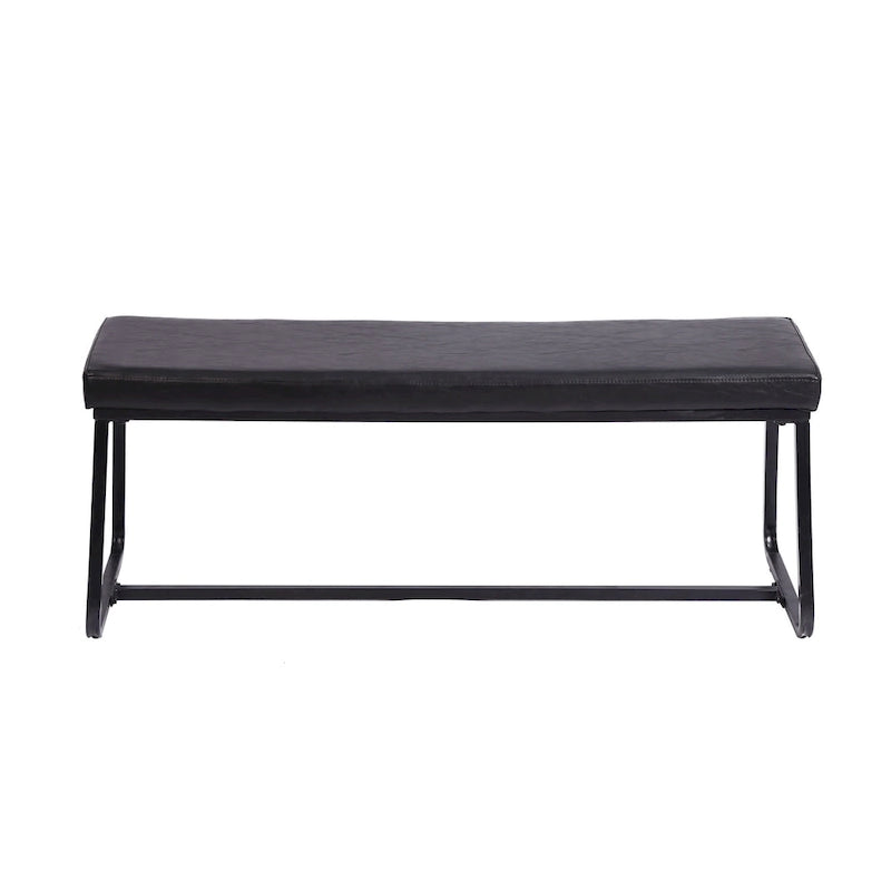 Banc d'entrée 48" avec coussin en cuir PU - Résistant à l'eau, pieds en fer, capacité de 120 kg, design moderne