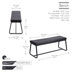 Banc d'entrée 48" avec coussin en cuir PU - Résistant à l'eau, pieds en fer, capacité de 120 kg, design moderne