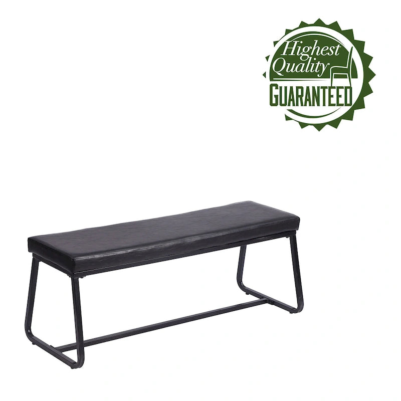 Banc d'entrée 48" avec coussin en cuir PU - Résistant à l'eau, pieds en fer, capacité de 120 kg, design moderne