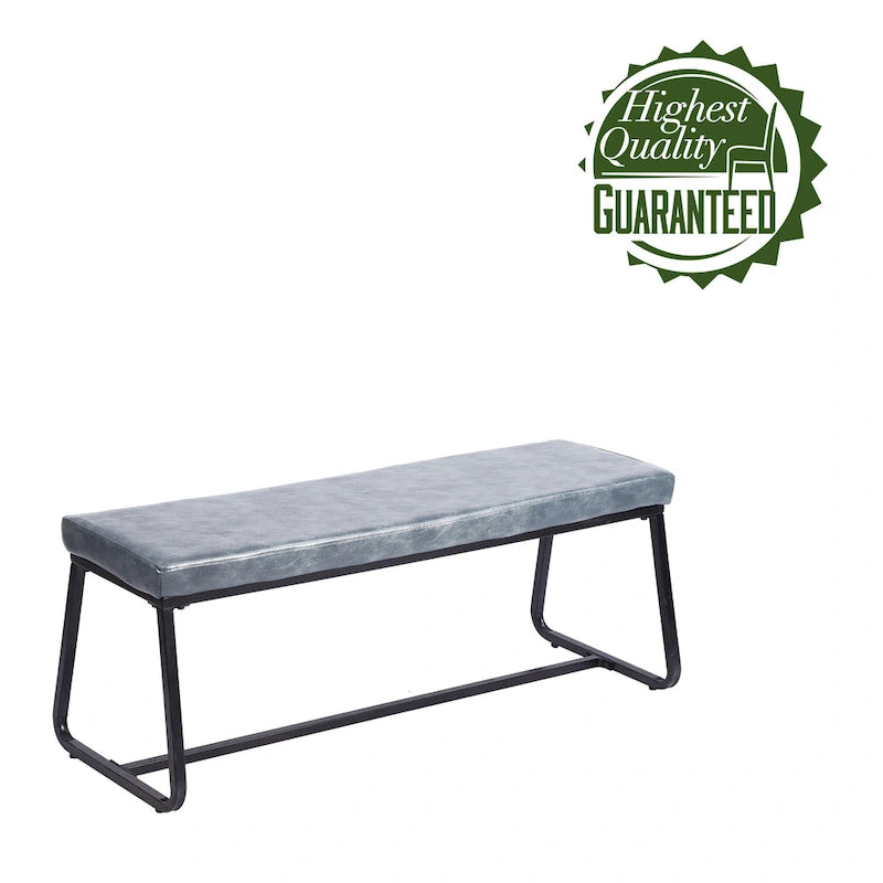 Banc d'entrée 48" avec coussin en cuir PU - Résistant à l'eau, pieds en fer, capacité de 120 kg, design moderne