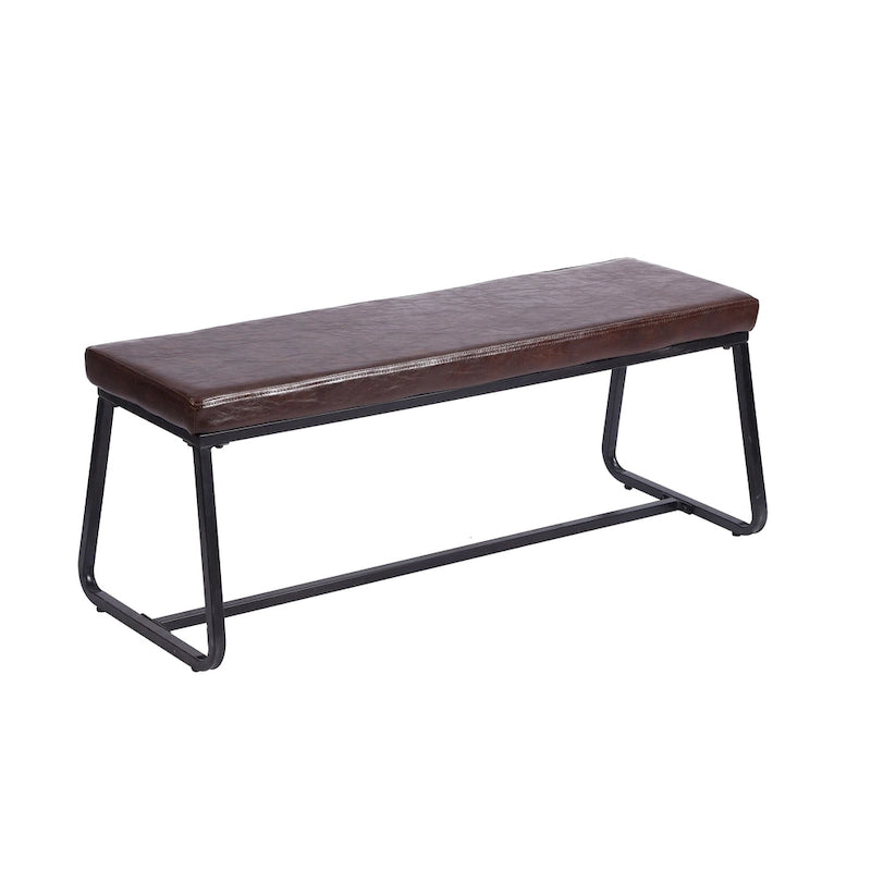 Banc d'entrée 48" avec coussin en cuir PU - Résistant à l'eau, pieds en fer, capacité de 120 kg, design moderne