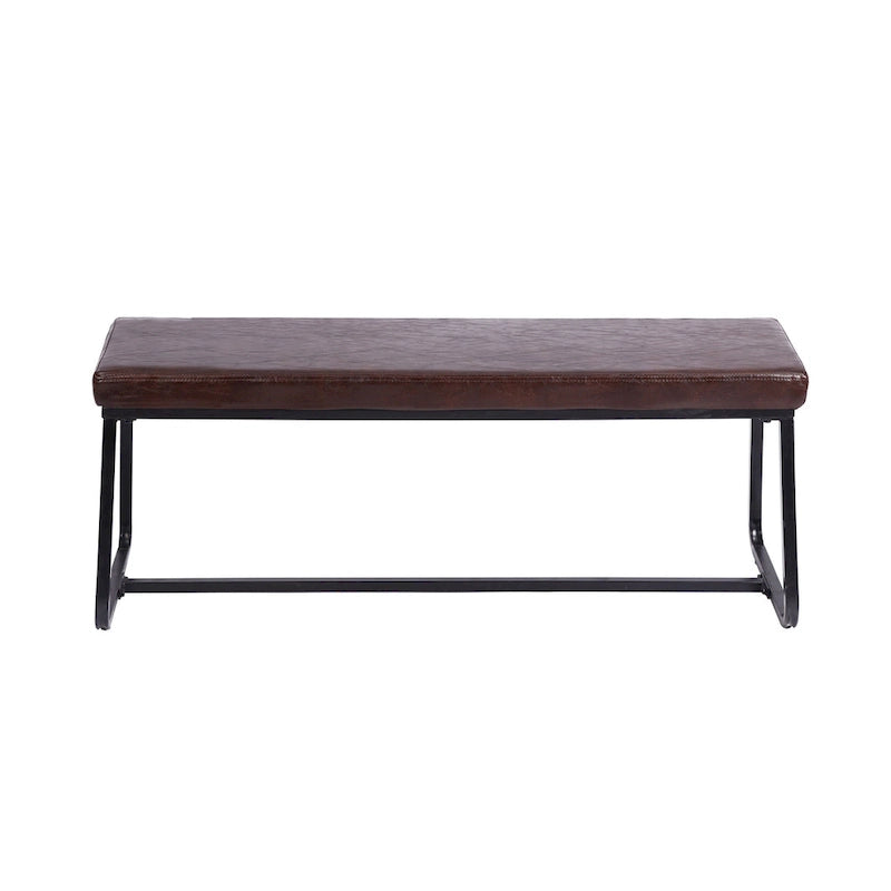 Banc d'entrée 48" avec coussin en cuir PU - Résistant à l'eau, pieds en fer, capacité de 120 kg, design moderne