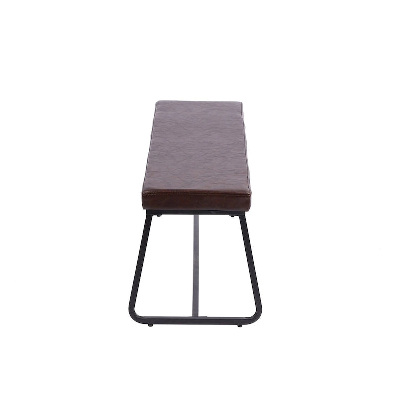 Banc d'entrée 48" avec coussin en cuir PU - Résistant à l'eau, pieds en fer, capacité de 120 kg, design moderne