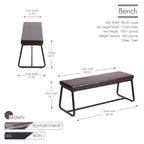 Banc d'entrée 48" avec coussin en cuir PU - Résistant à l'eau, pieds en fer, capacité de 120 kg, design moderne