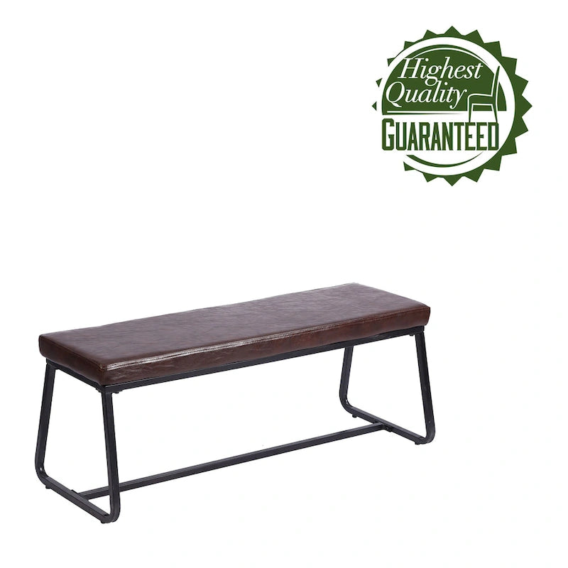 Banc d'entrée 48" avec coussin en cuir PU - Résistant à l'eau, pieds en fer, capacité de 120 kg, design moderne